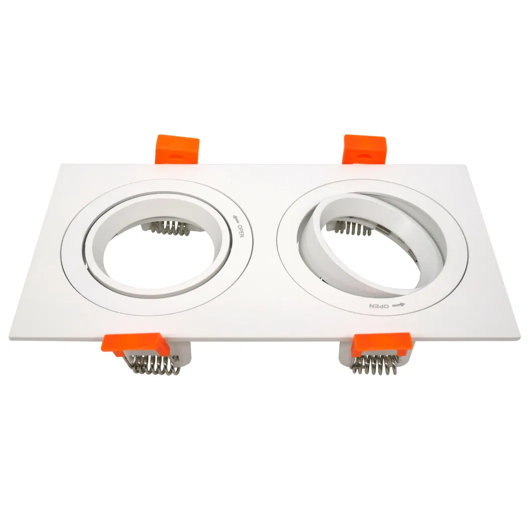LED Halogen Recessed Aluminum MR16 GU10 Square Adjustable Double-Head Spotlight Decorative Hotel Fixture Downlight Ceiling Light