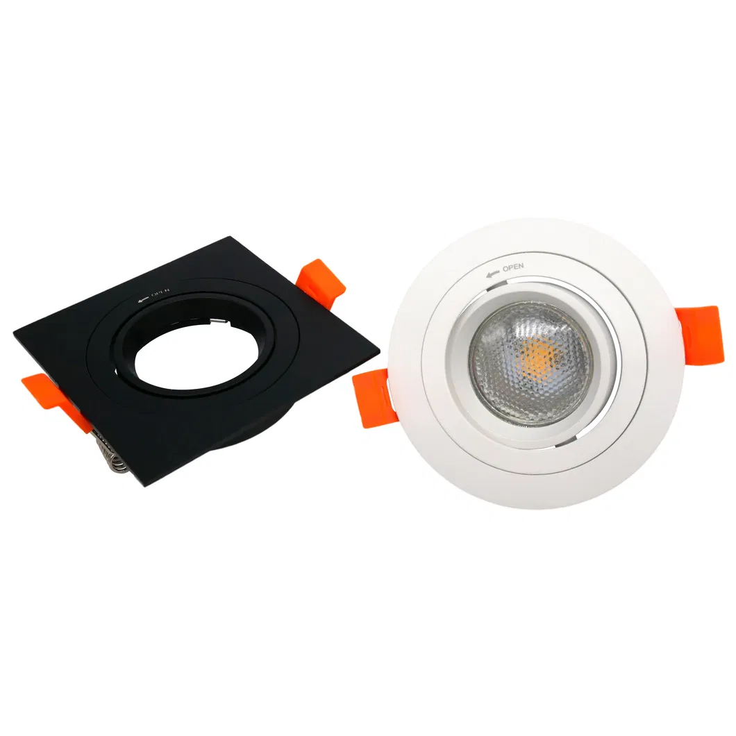 Aluminum MR16 GU10 LED Halogen Recessed Square Adjustable Spotlight Decorative Hotel Fixture Downlight Ceiling Light
