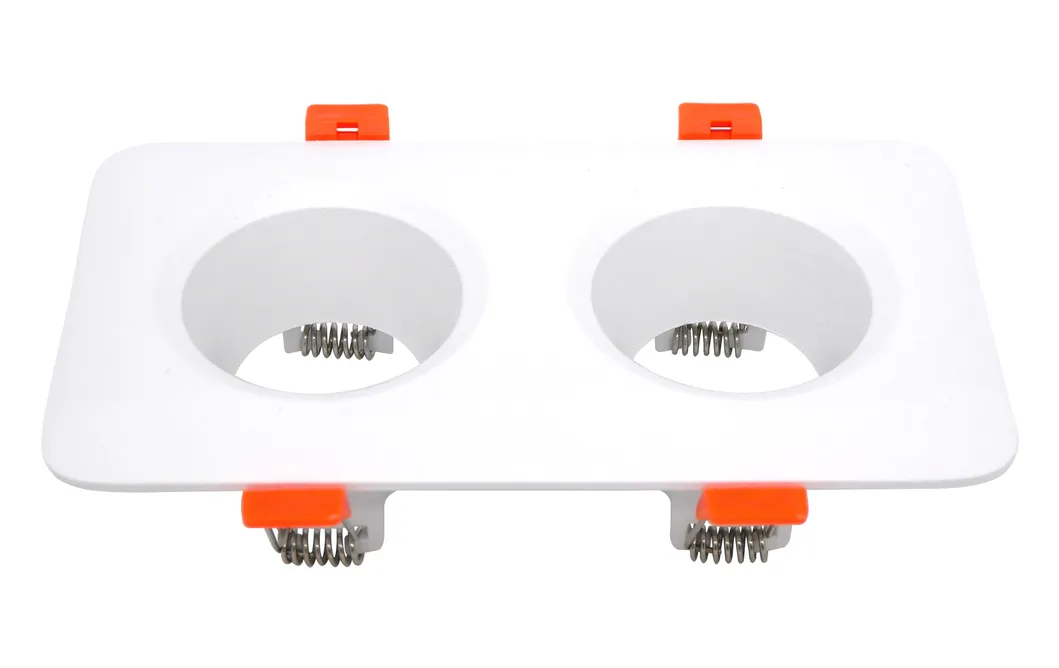 Aluminum MR16 GU10 LED Halogen Recessed Double-Head Trim Housing Ceiling Light Fixture Spotlight Downlight