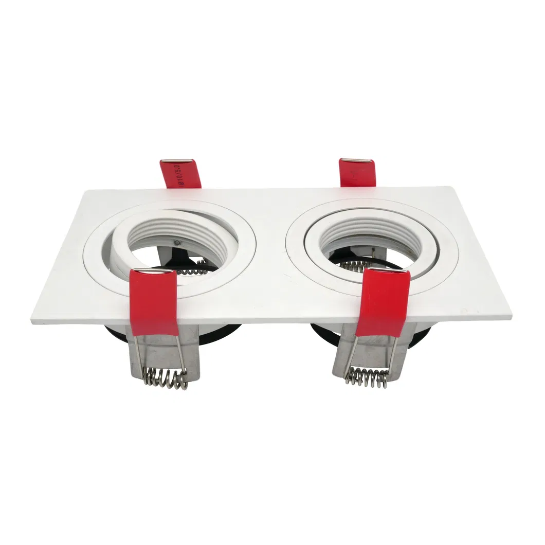 MR16 GU10 LED Halogen Recessed Aluminum Square Downlight Ceiling Light Adjustable Double-Head Spotlight