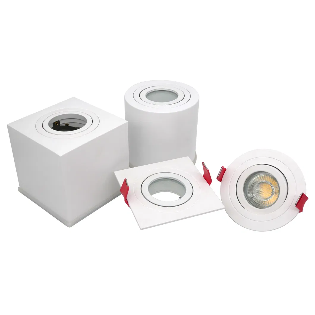 Aluminum MR16 GU10 LED Halogen Recessed Square Adjustable Spotlight Decorative Fixture Downlight Ceiling Light