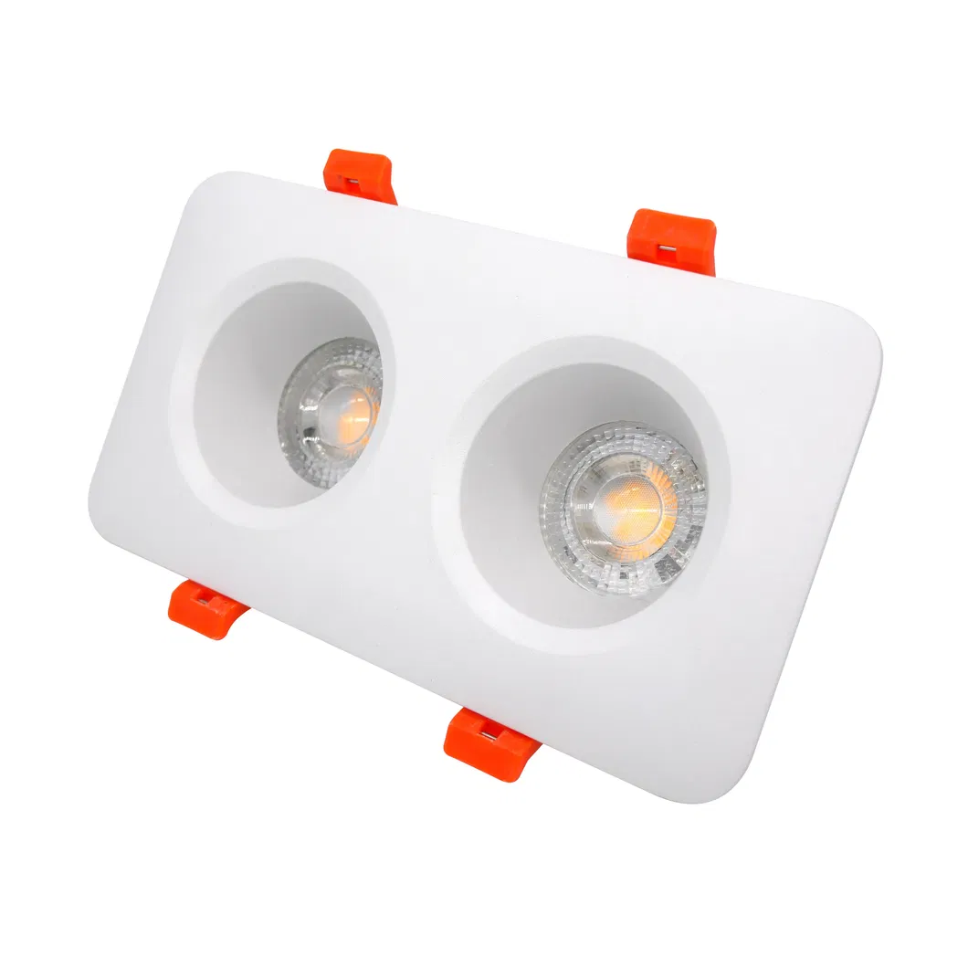 Aluminum MR16 GU10 LED Halogen Recessed Double-Head Trim Housing Ceiling Light Fixture Spotlight Downlight