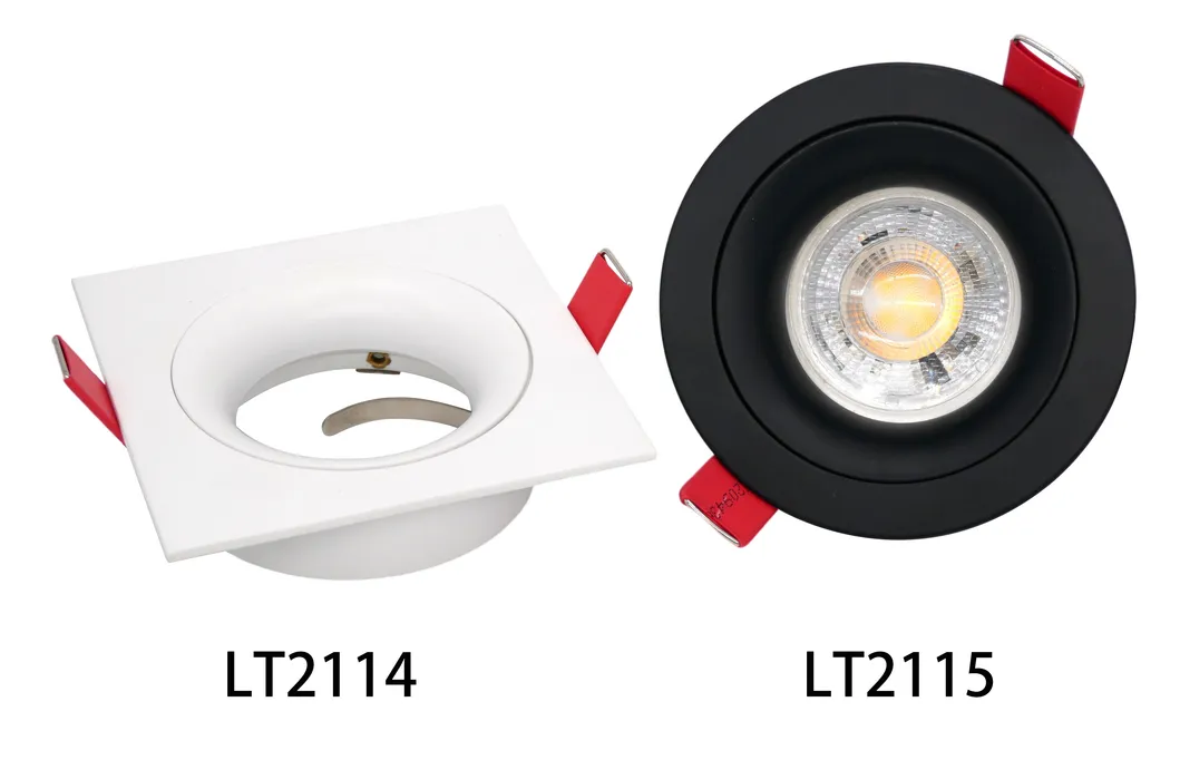 Aluminum MR16 GU10 LED Halogen Recessed Ceiling Light Square Trumpet Interior-Lighting Downlight Fixture Frames Tilt Adjustable Spotlight