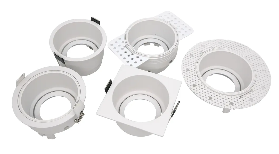 Aluminum MR16 GU10 LED Halogen Trumpet Recessed Reflector Borderless Spotlight Housing Ceiling Light