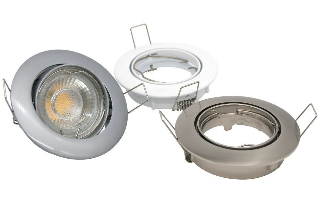 Aluminum MR16 GU10 LED Halogen Round Downlight Fixture Recessed Ceiling Light Adjustable Spotlight