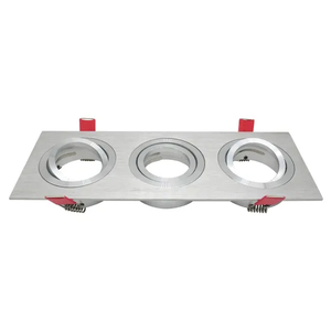 MR16 GU10 LED Halogen Recessed Square 3-Head Adjustable Ceiling Downlight Fixture Spotlight with Aluminum