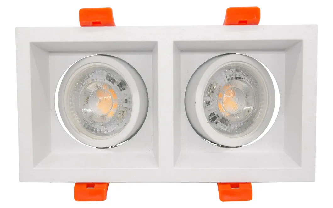 Aluminum MR16 GU10 LED Halogen Recessed Adjustable Double-Head Downlight Fixture Spotlight
