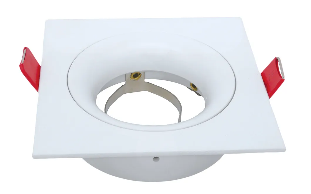 Aluminum MR16 GU10 LED Halogen Recessed Ceiling Light Square Trumpet Interior-Lighting Downlight Fixture Frames Tilt Adjustable Spotlight