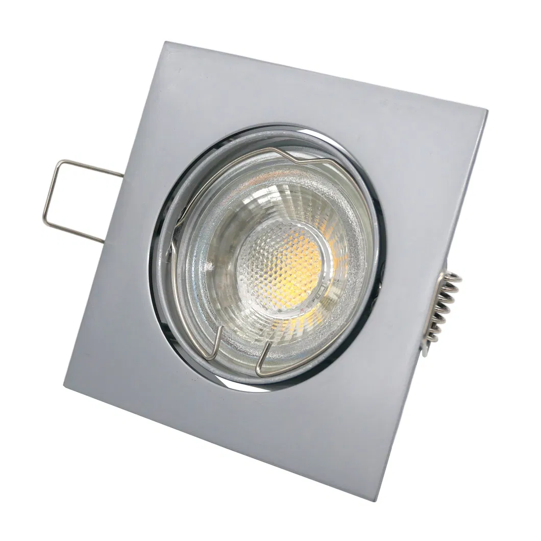 MR16 GU10 LED Halogen Square Downlight Fixture Recessed Ceiling Light Adjustable Spotlight with Aluminum