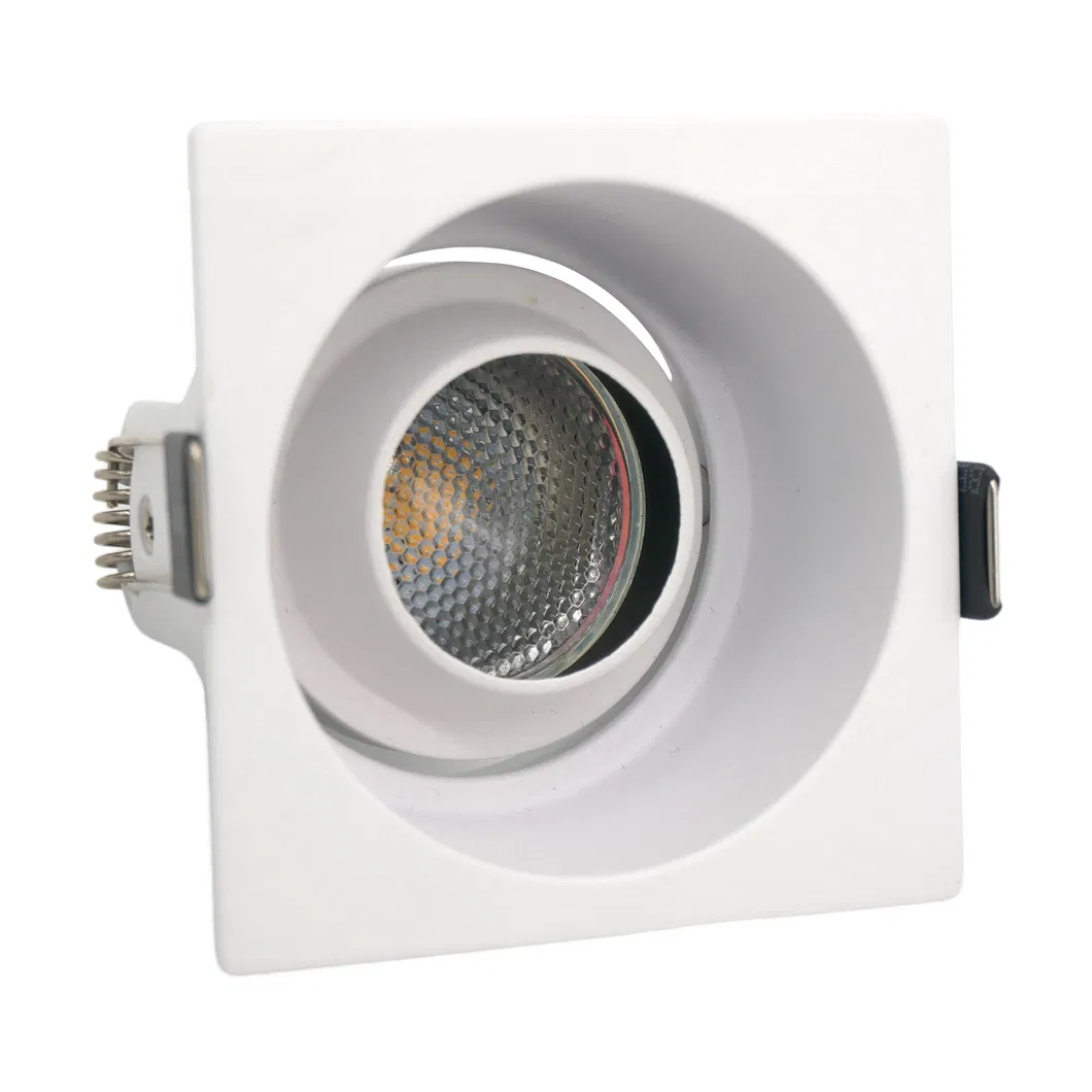 Aluminum MR16 GU10 LED Halogen Recessed Ceiling Light Trumpet Square Commercial Lighting Downlight Fixture Adjustable Spotlight