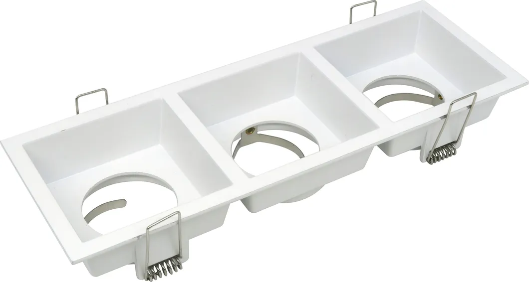 Aluminum MR16 GU10 LED Halogen Recessed Square 3-Head Ceiling Downlight Fixture Spotlight