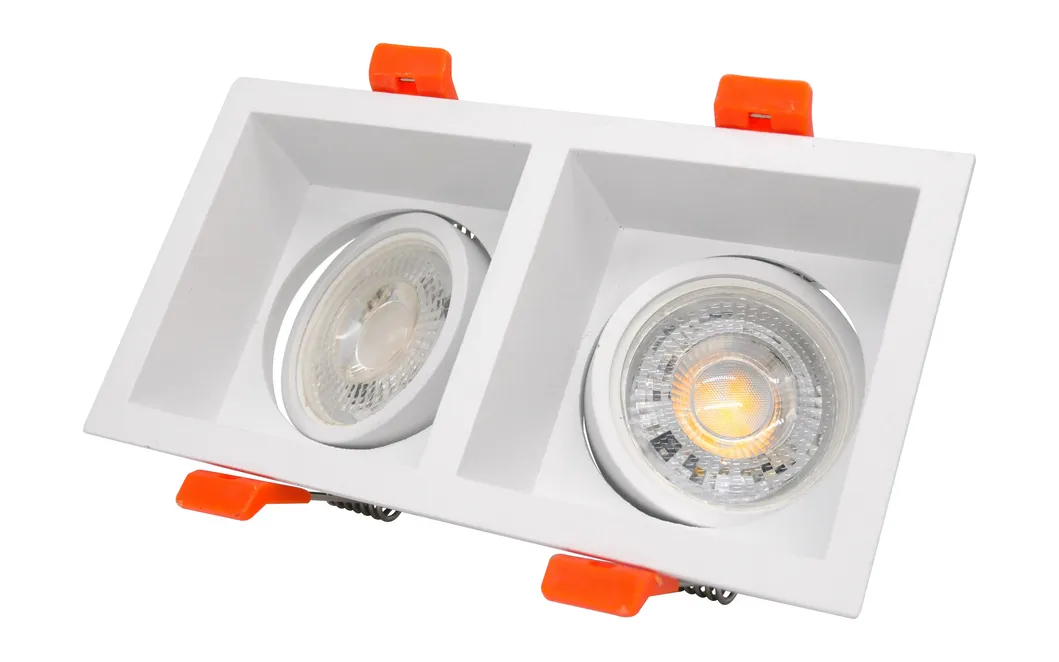 Aluminum MR16 GU10 LED Halogen Recessed Adjustable Double-Head Downlight Fixture Spotlight