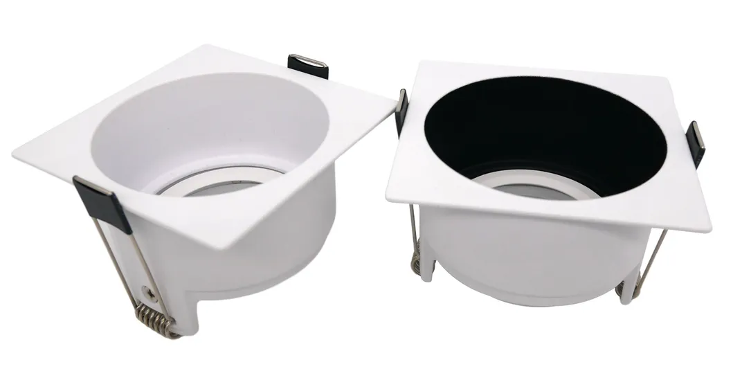 LED Light Halogen Square Trumpet Recessed MR16 GU10 Spotlight Interior-Lighting Ceiling Light Housing with Aluminum