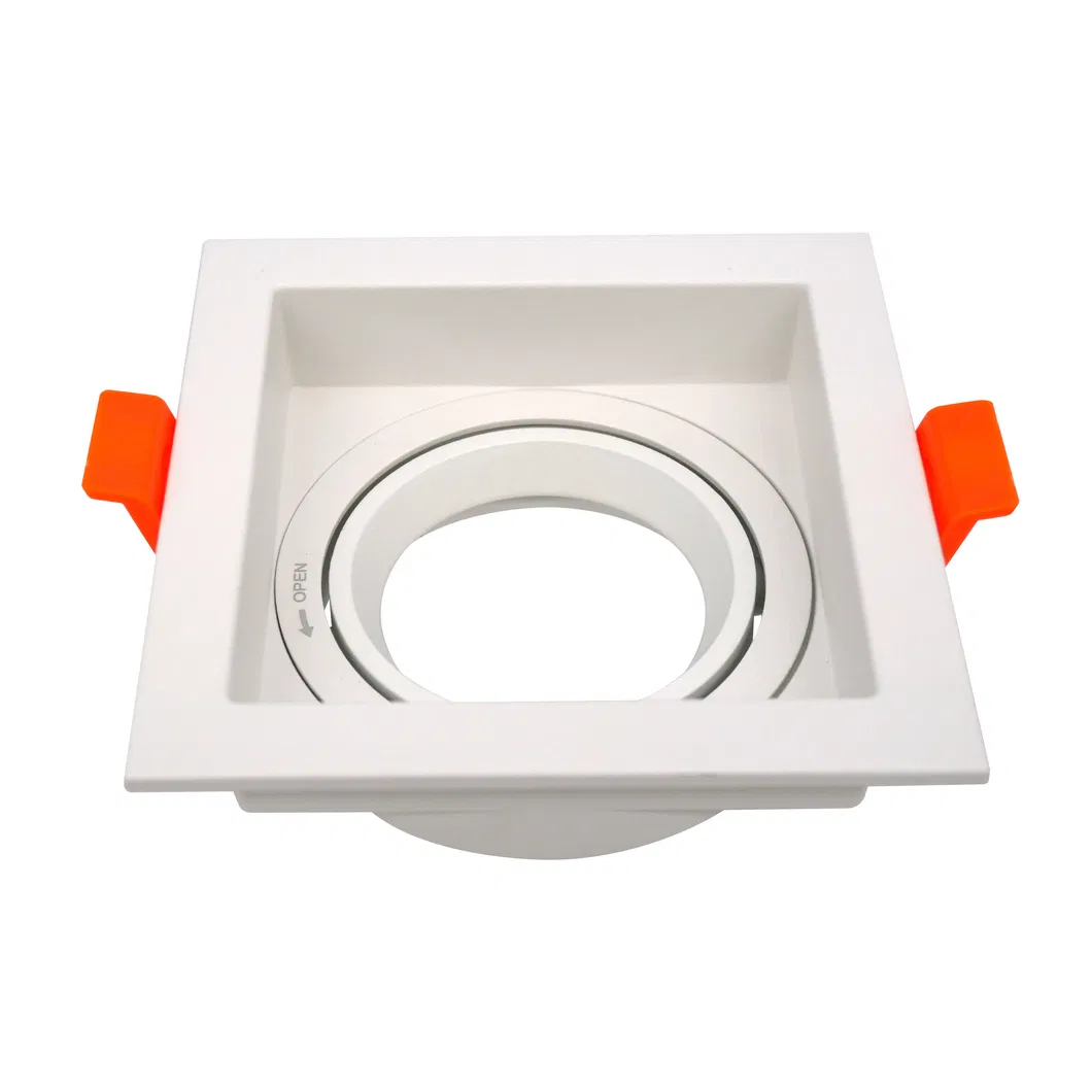 MR16 GU10 LED Halogen Aluminum Square Recessed Ceiling Light Spotlight Adjustable Fixture Downlight Housing