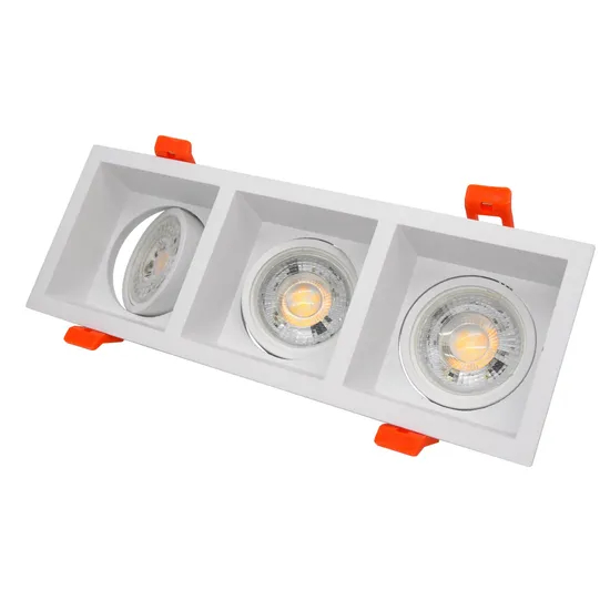 Aluminum MR16 GU10 LED Halogen Recessed Ceiling Light Indoor Commercial Lighting Adjustable 3-Head Downlight Fixture Spotlight