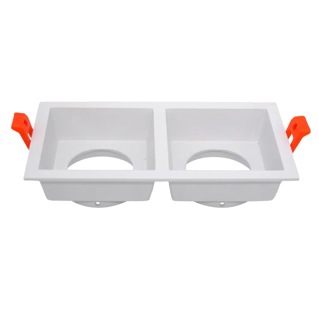 Aluminum MR16 GU10 LED Halogen Recessed Square 3-Head Ceiling Downlight Fixture Spotlight