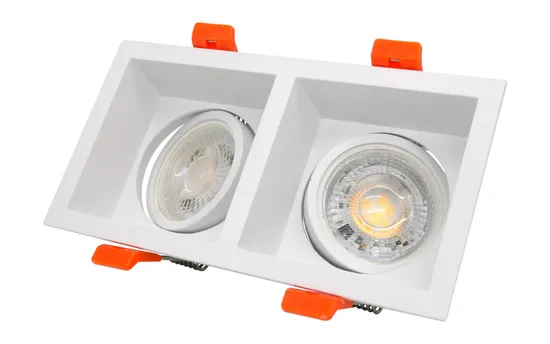 Aluminum MR16 GU10 LED Halogen Recessed Adjustable Double-Head Downlight Fixture Spotlight