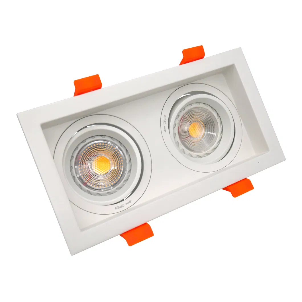Aluminum MR16 GU10 LED Halogen Recessed Double-Head Adjustable Ceiling Downlight Fixture Spotlight