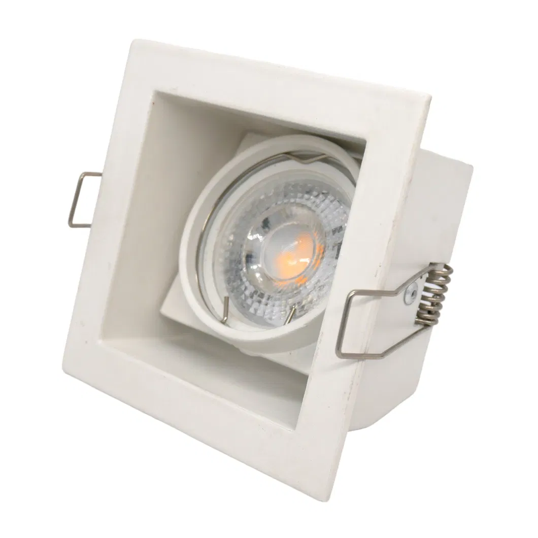 Aluminum MR16 GU10 LED Halogen Square Downlight Fixture Recessed Adjustable Frames Ceiling Light Spotlight