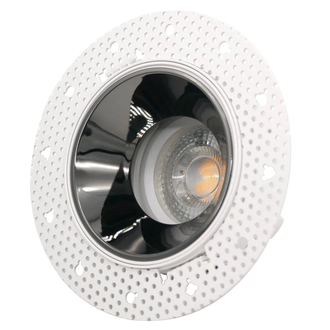 Aluminum LED Halogen Round Trumpet Recessed MR16 GU10 Reflector Borderless Downlight Housing