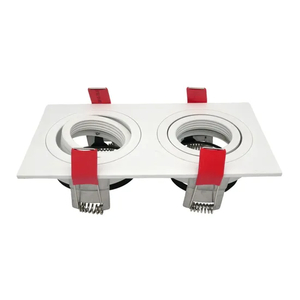 MR16 GU10 LED Halogen Recessed Aluminum Square Downlight Ceiling Light Adjustable Double-Head Spotlight