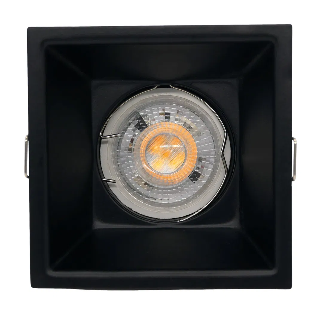 Aluminum LED Halogen MR16 GU10 Recessed Ceiling Light Fitting Square Commercial Lighting Downlight Fixture Frame Adjustable Tilt Spotlight
