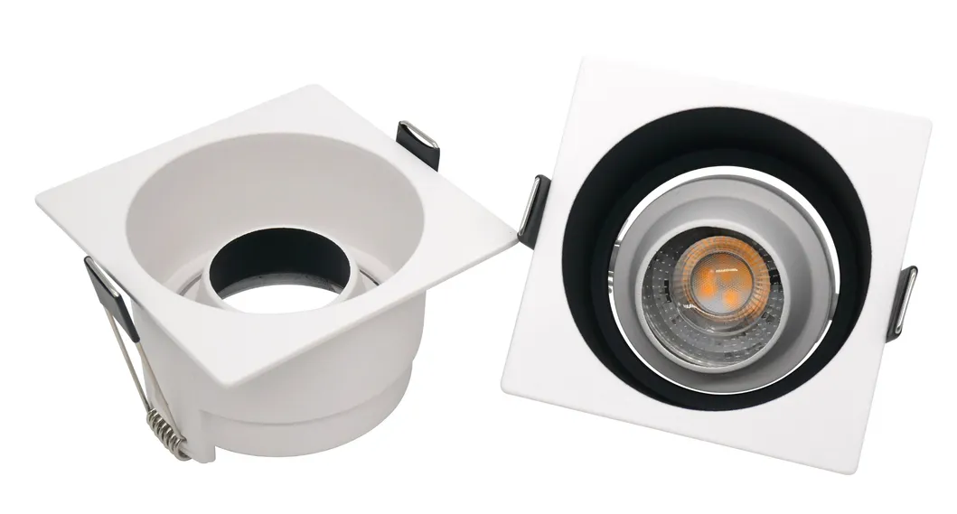 Aluminum LED Halogen Square Trumpet Recessed MR16 GU10 Interior-Lighting Spotlight Ceiling Light Housing