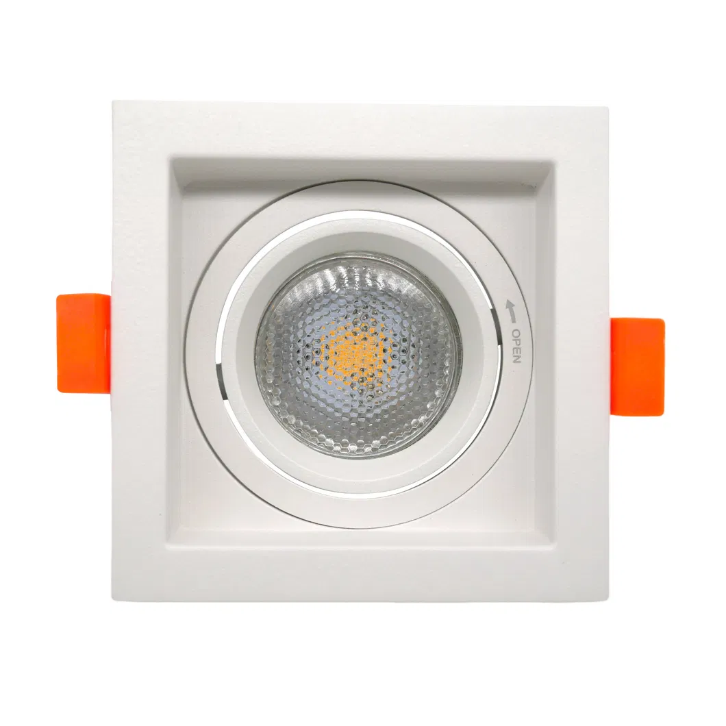 MR16 GU10 LED Halogen Aluminum Square Recessed Ceiling Light Spotlight Adjustable Fixture Downlight Housing