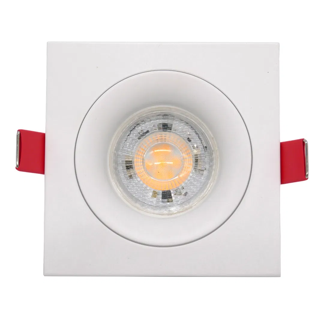 Aluminum MR16 GU10 LED Halogen Recessed Ceiling Light Square Trumpet Interior-Lighting Downlight Fixture Frames Tilt Adjustable Spotlight