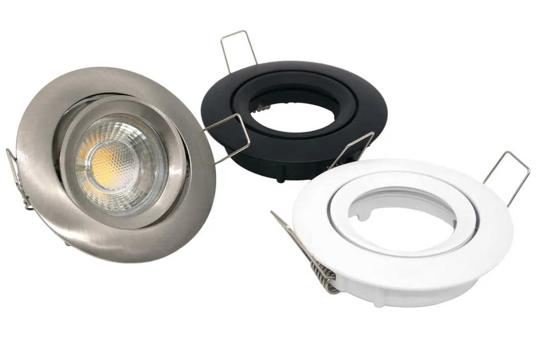 Aluminum MR16 GU10 LED Halogen Round Downlight Fixture Recessed Indoor Ceiling Light Adjustable Spotlight