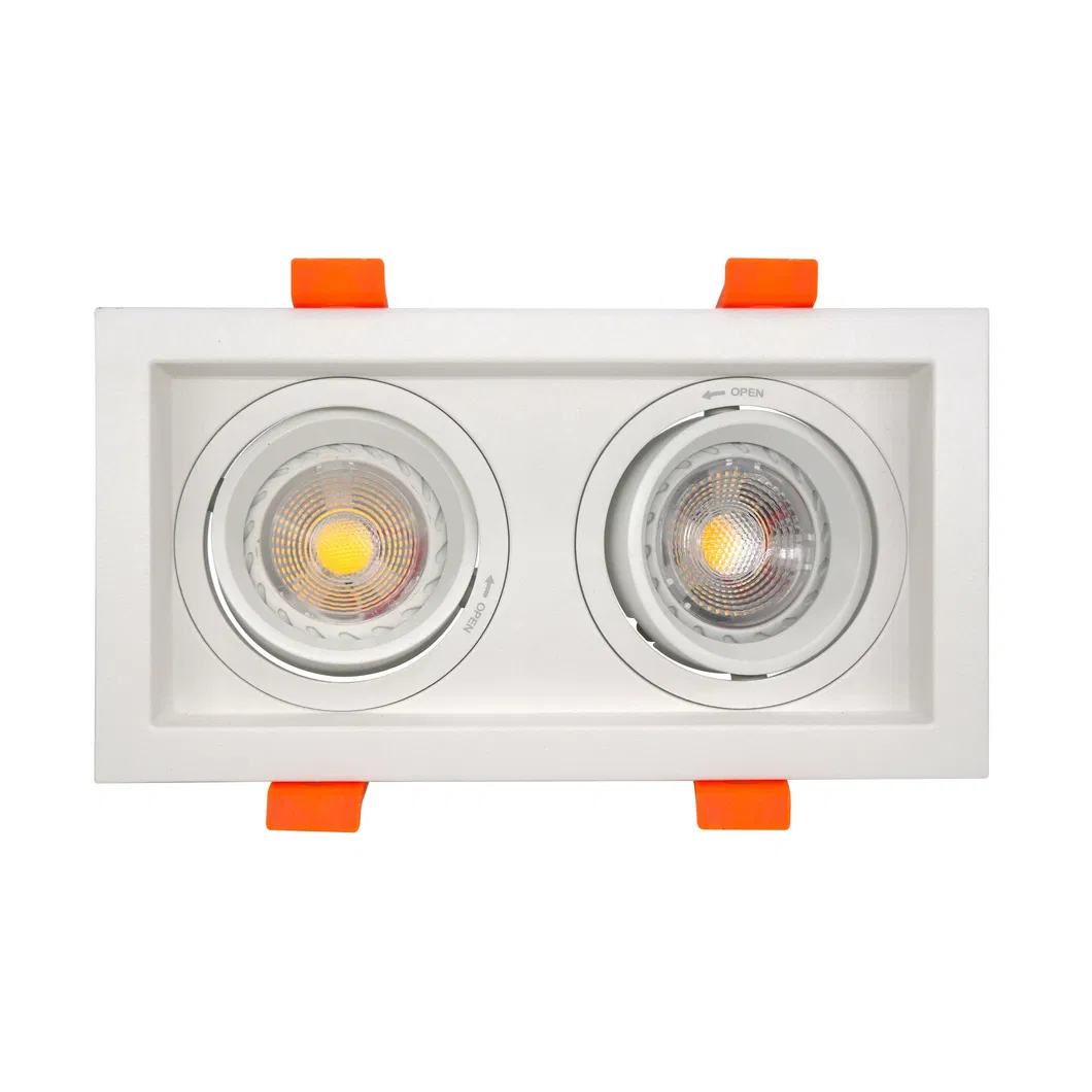 Aluminum MR16 GU10 LED Halogen Recessed Double-Head Adjustable Ceiling Downlight Fixture Spotlight