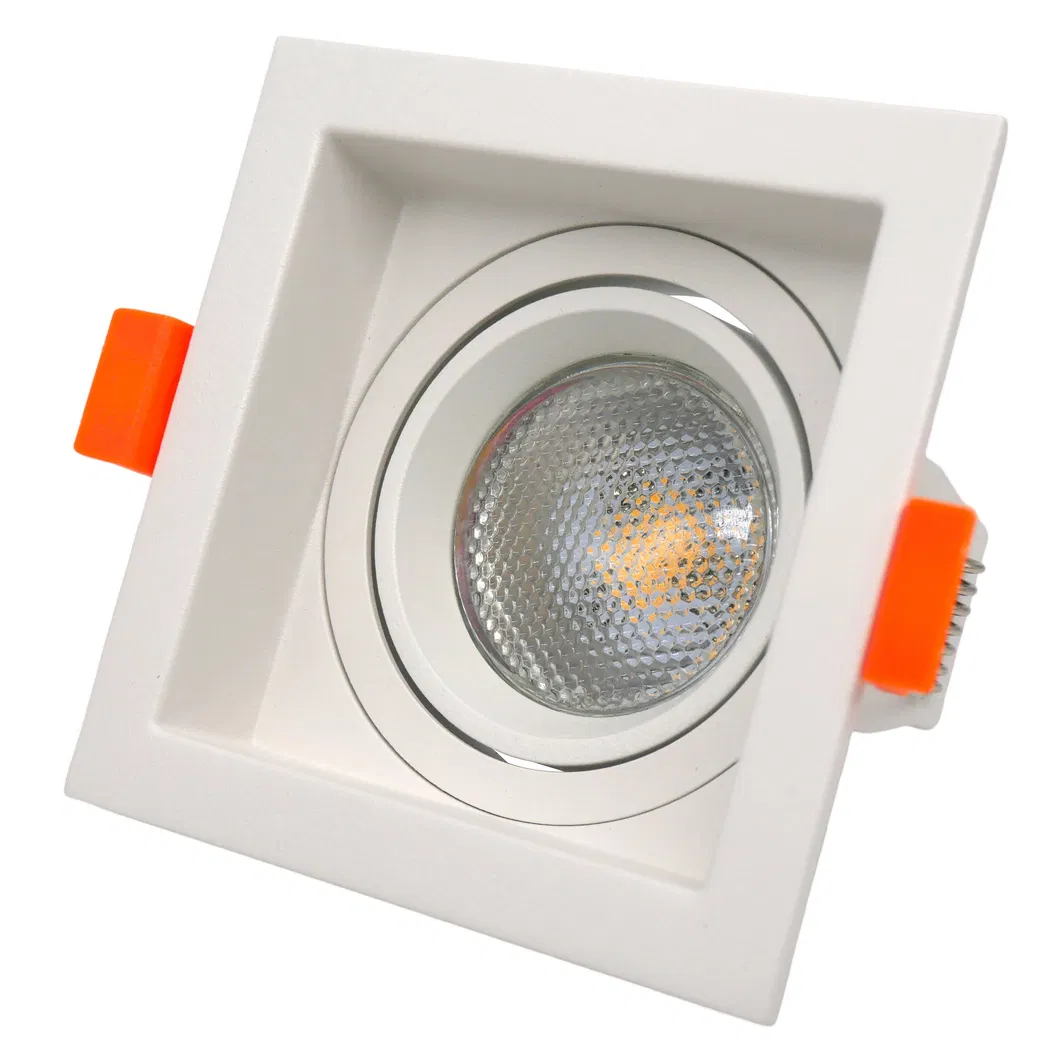 MR16 GU10 LED Halogen Aluminum Square Recessed Ceiling Light Spotlight Adjustable Fixture Downlight Housing