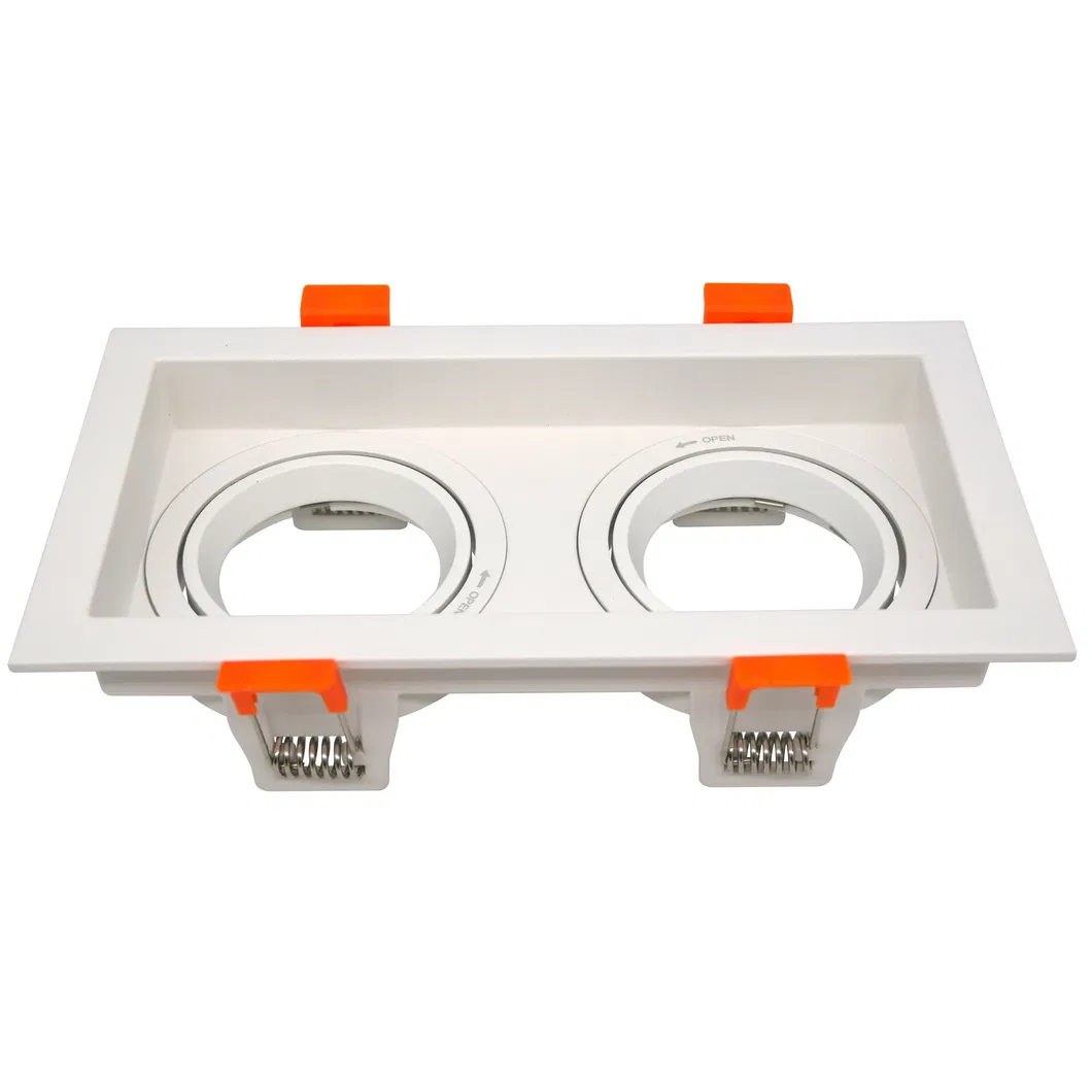 Aluminum MR16 GU10 LED Halogen Recessed Double-Head Adjustable Ceiling Downlight Fixture Spotlight