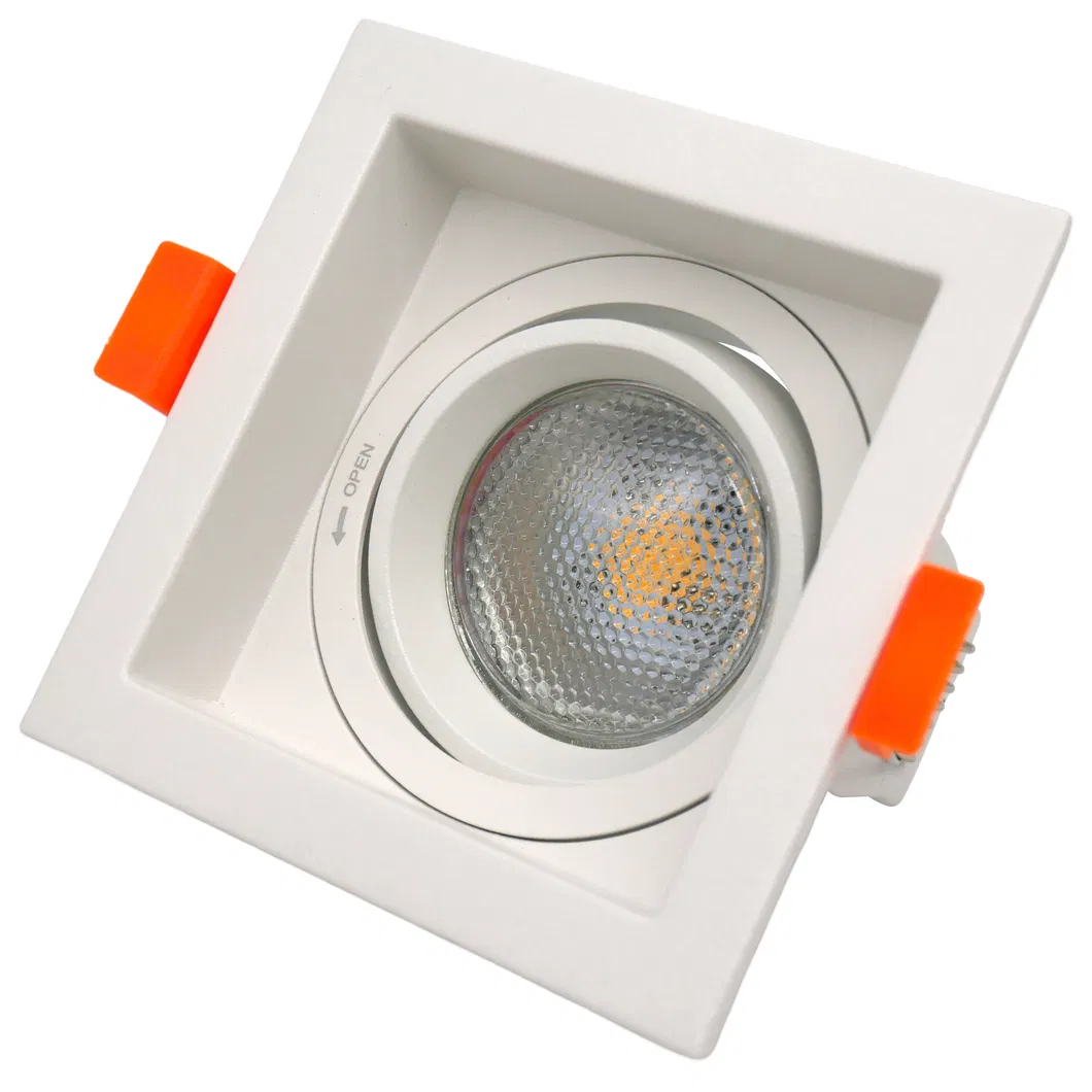 MR16 GU10 LED Halogen Aluminum Square Recessed Ceiling Light Spotlight Adjustable Fixture Downlight Housing