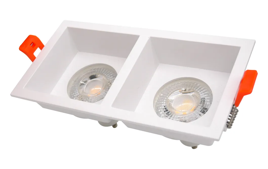 Aluminum MR16 GU10 LED Halogen Recessed 2-Head Ceiling Downlight Fixture Spotlight