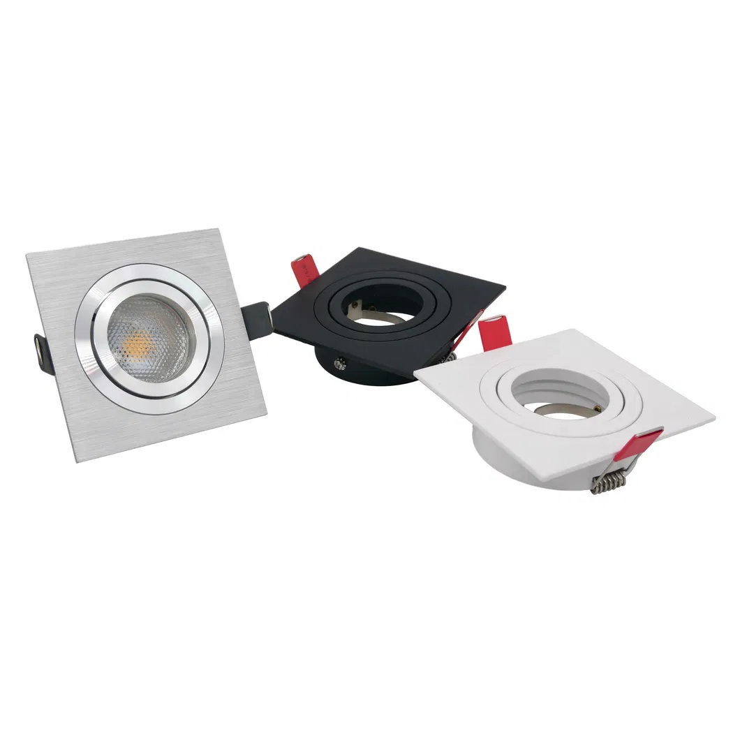 Aluminum MR16 GU10 LED Halogen Recessed Square Adjustable Spotlight Decorative Hotel Downlight Ceiling Light