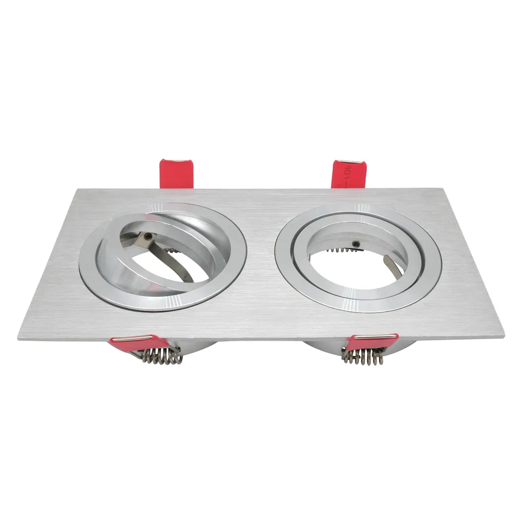MR16 GU10 LED Halogen Recessed Square 3-Head Adjustable Ceiling Downlight Fixture Spotlight with Aluminum