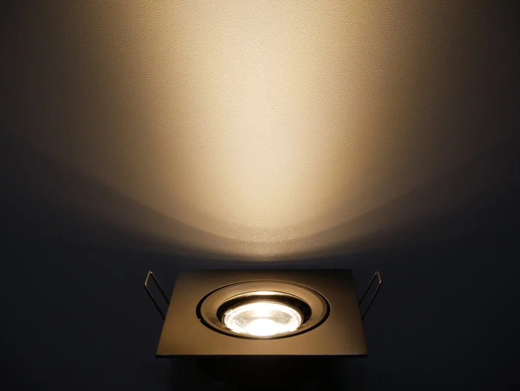 Aluminum MR16 GU10 LED Halogen Indoor Hotel Square Downlight Fixture Recessed Ceiling Light Adjustable Spotlight