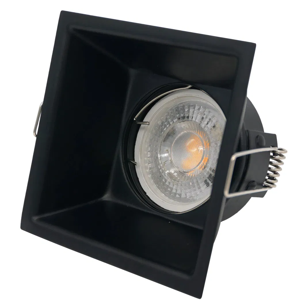 Aluminum LED Halogen MR16 GU10 Recessed Ceiling Light Fitting Square Commercial Lighting Downlight Fixture Frame Adjustable Tilt Spotlight