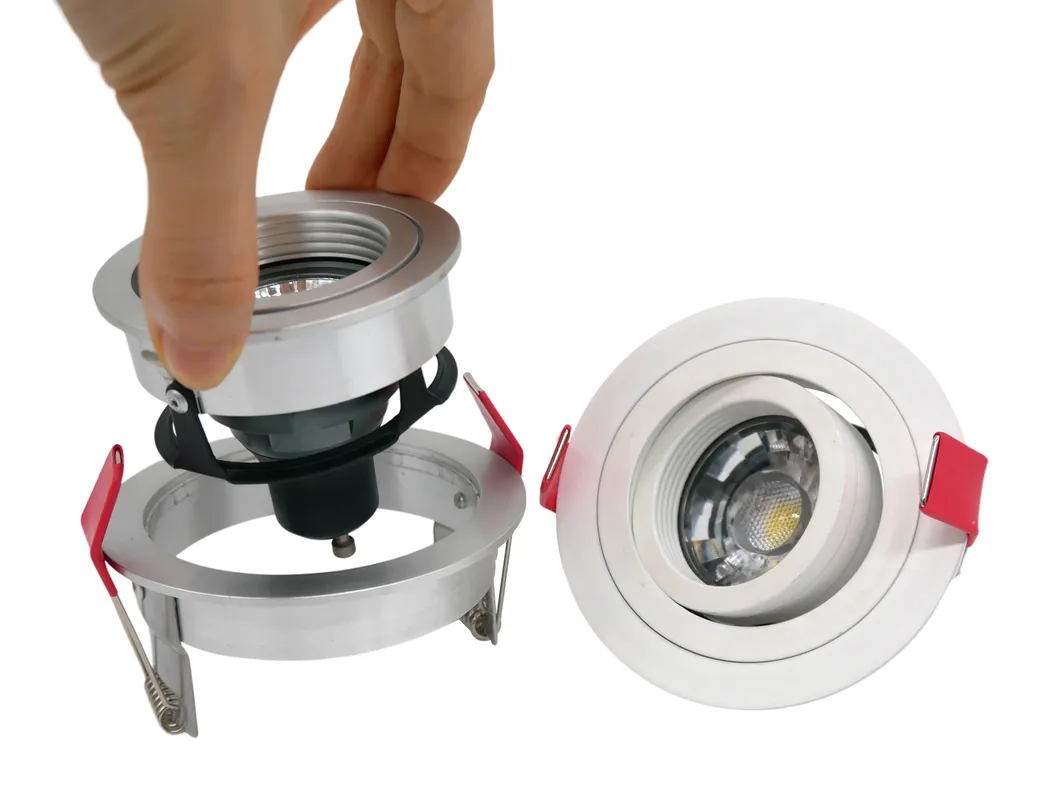 Lathe Aluminum MR16 GU10 LED Halogen Recessed Downlight Fixture Spotlight