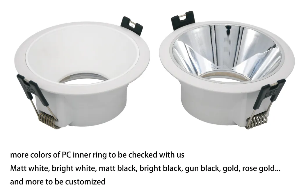 Aluminum PC Inner Ring MR16 GU10 LED Halogen Round Trumpet Ceiling Light Recessed Spotlight Downlight