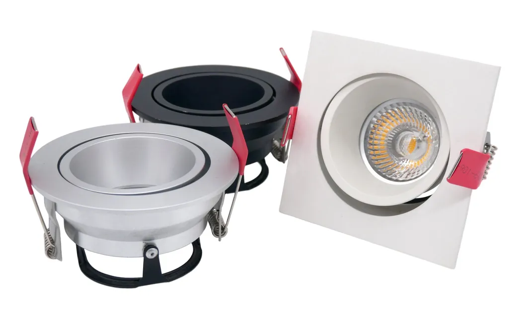 Aluminum MR16 GU10 LED Halogen Recessed Interior-Lighting Ceiling Light Round Fixture 360&deg; Rotatable Adjustable Spotlight