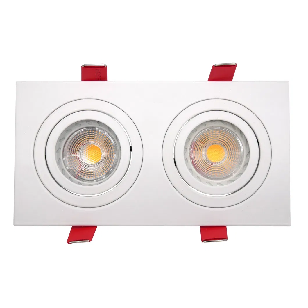 MR16 GU10 LED Halogen Recessed Aluminum Square Adjustable Double-Head Spotlight Decorative Fixture Ceiling Light Downlight