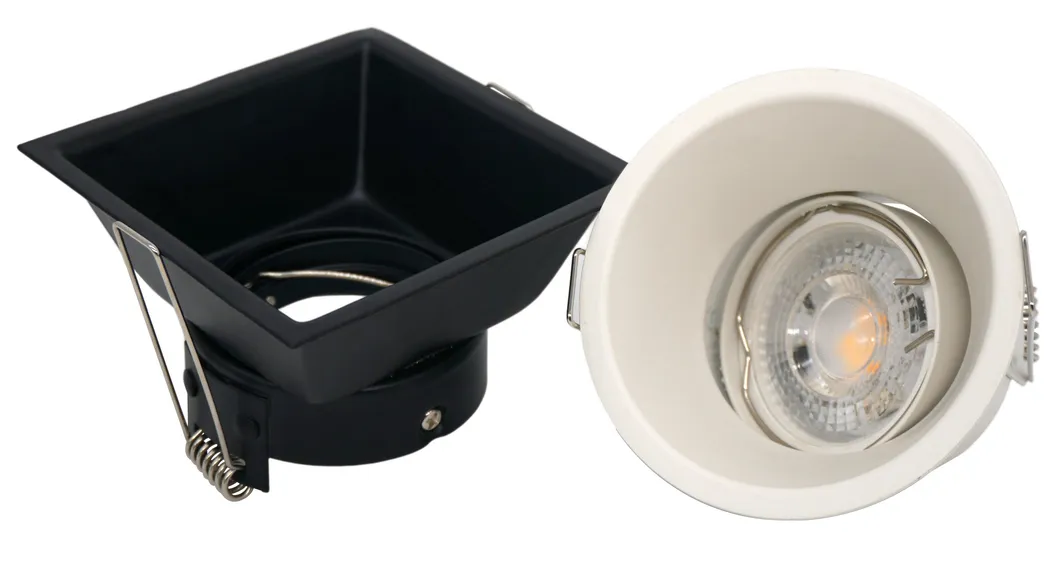 Aluminum LED Light Halogen MR16 GU10 Recessed Ceiling Light Fitting Round Hotel Home Commercial Lighting Downlight Fixture Frame Adjustable Tilt Spotlight